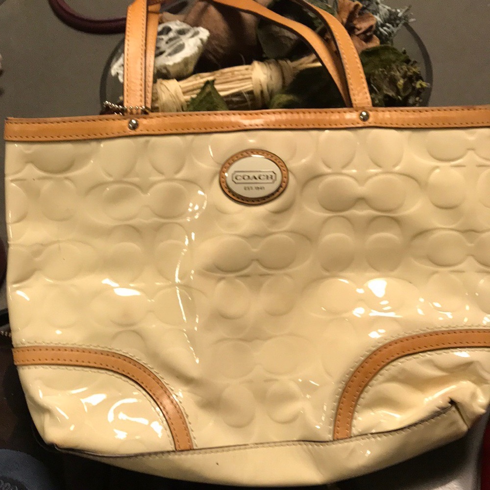Coach white patent leather